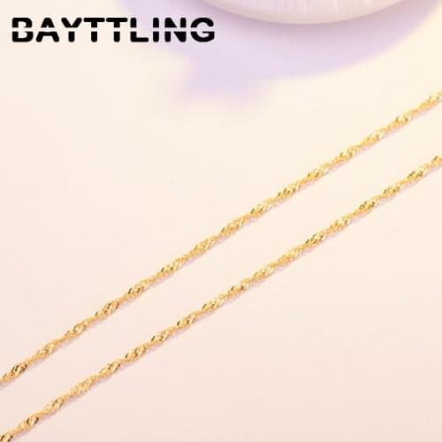 BAYTTLING 925 Sterling Silver 18 Inch Gold Water Wave Chain Necklace For Women Fashion Jewelry Gifts