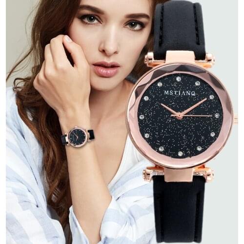 Watch Women Fashion Brand Starry Sky Casual Leather Belt watches Ladies exquisite Small Dial Quartz Clock Dress Wrist watches
