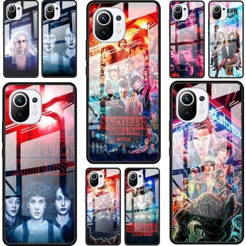 Stranger Things for Xiaomi Mi 11 Ultra Lite 10T Note 10 9T Pro CC9 CC9E 5G Luxury Tempered Glass Phone Case Cover