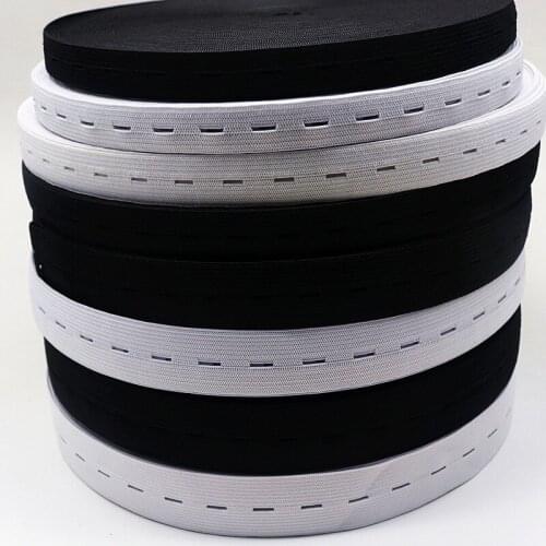 15-30mm Flat Black and White Elastic Band Hole Adjustable Suitable for Diapers Maternity Clothes Crafts Sewing Accessories 1M