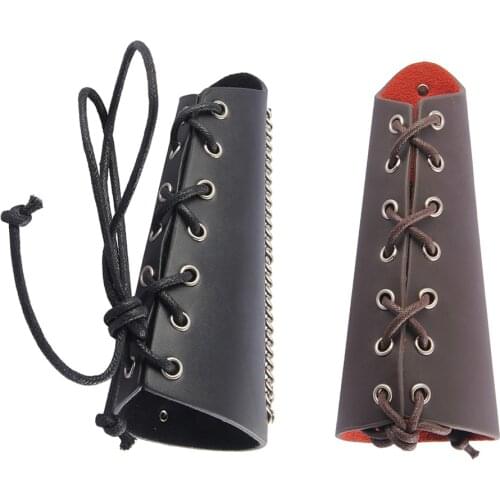 Men Women PU Leather Archery Gauntlet Medieval Knight Wide Bangle Bracelet