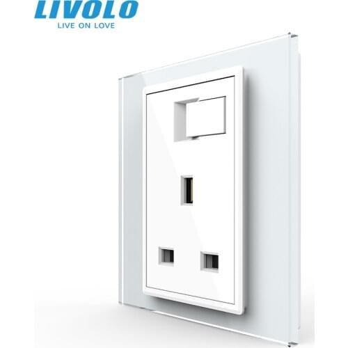 Livolo UK standard 13A Double-Pole Wall Power Socket, Touch Function Control, Ground Wires Link, 220-250V