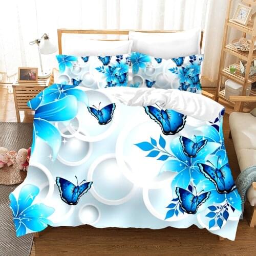 Blue Butterfly Bedding Set Animal Fashion Luxury 3d Duvet Cover Set Comforter Bed Linen Twin Queen King Single Size Dropship
