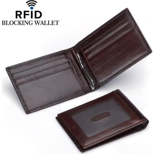Top Quality Wallet Wallet Female Money Clip Mini Wallets Mens Vintage Style Brown Black Purse Genuine Leather Business
