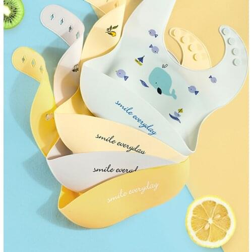 Hot Sale 6colors Cute Cartoon Baby Bibs Waterproof Soft Silicone Feeding Saliva Towel Kids Girl Boy Adjustable Children Bib