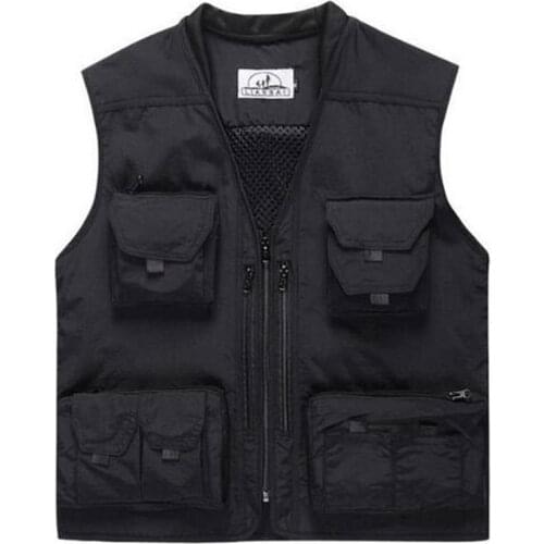Men Removable Back Outdoor Vest Jacket Multi-pockets Hunting Hiking Fishing Reporter Waistcoat Clothing Casual Vests Chaleco