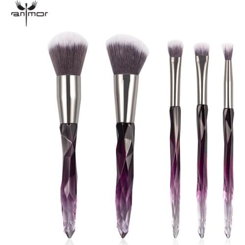 Anmor 5Pcs Makeup Brushes Set Powder Contour Eyeshadow Blending Make Up Brush Synthetic Hair With Crystal Handle Pinceles