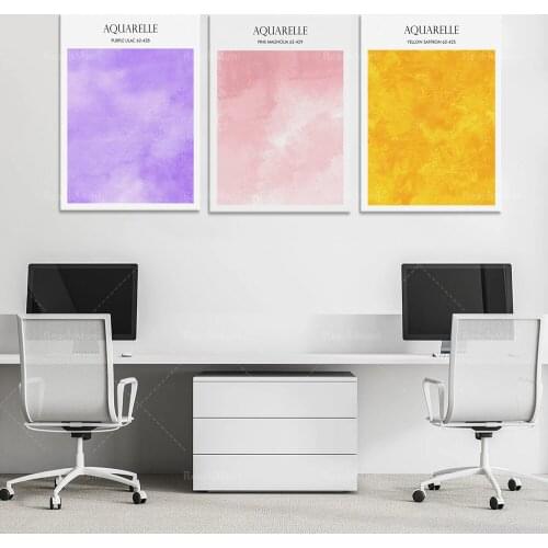 Pink Purple Yellow Watercolor Art Print Poster | Pantone Art Wall | Pastel Color | Painting Art | Pantone Modern Art | Home Deco