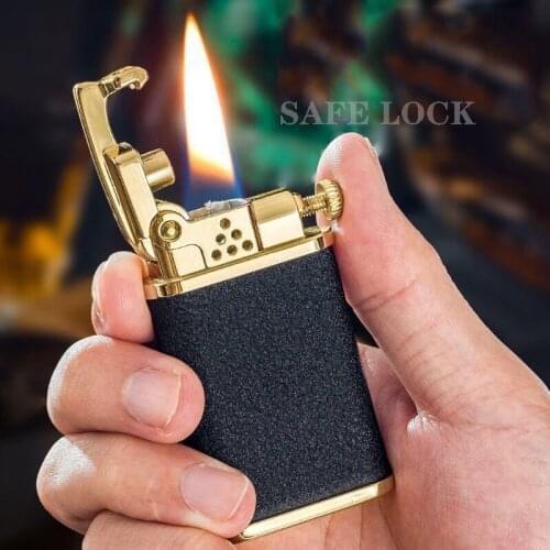 Zorros new kerosene lighter side press automatic bounce ignition safe lock metal brass cigarette smoking lighter