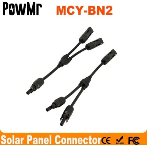 One Pair Solar Connector Y Type 2 Branch One to Two Combiner Solar Panel Connection Male and Female Panel Cable Y-BN2