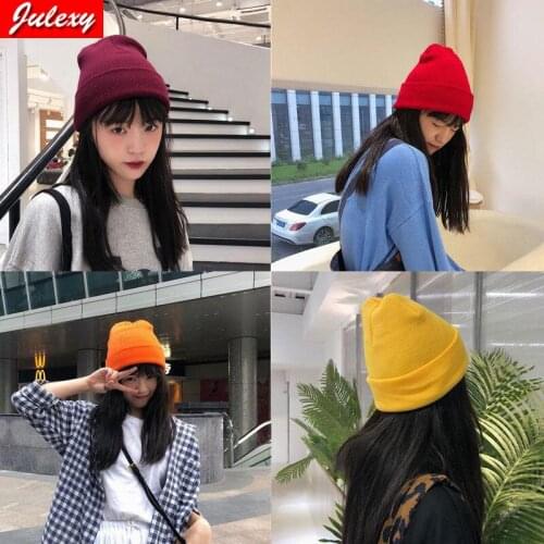 Autumn And Winter Mens And Womens Beanie Hats Hot Knit Hats All-Match Solid Color Hedging Hats