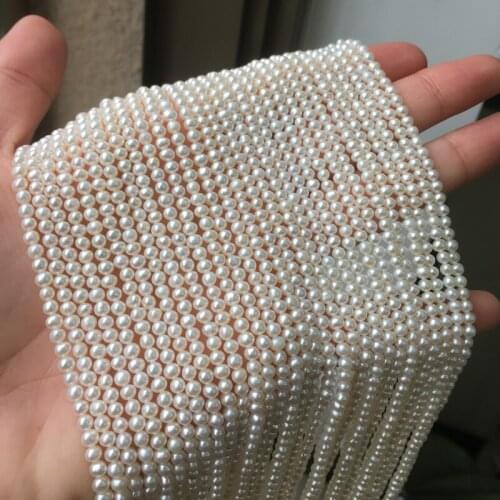 Natural Freshwater Pearl Necklace Round Shape with Size 3-3.5mm Beads for Jewelry DIY Loose Pearl Strands