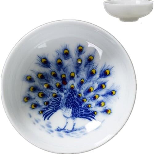 Peacock Tea Cup Ceramic Creative Small Bowl Bone China Blue Enamel Porcelain Cup Coffee Tea Water Cup