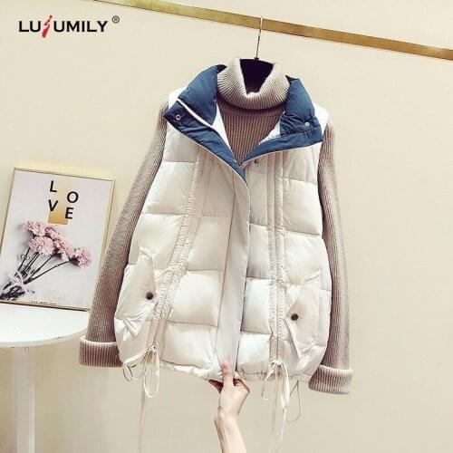 Lusumily Casual Cotton Vests Women Warm Waistcoat Elegant Cotton Padded Sleeveless Jacket Coats Ladies Stand Collar Coat Vest