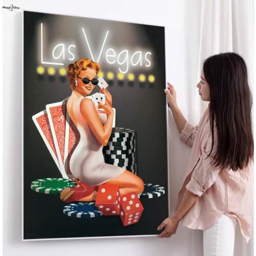 Sexy Croupier Poker Playing Cards Interior Paintings Vintage Decor Room Decoration Accessories Aesthetic Canvas Posters On Wall
