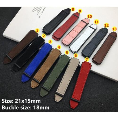 Real Cow Leather Silicone Watchband For Hublot Strap Women Rubber Watch Accessories 15*21mm 18mm Butterfly Buckle Logo On Tools
