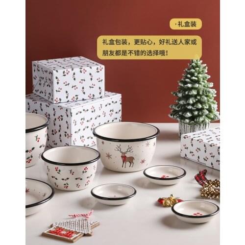 Christmas Dishes Tableware Household Elk Ceramic Set Bowl Plate Rice Noodles Disc Dishes And Plates Sets