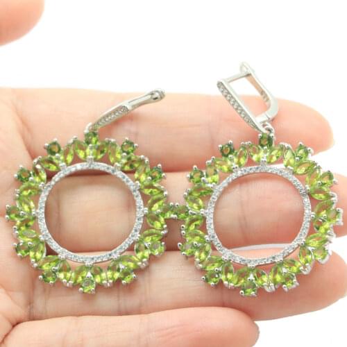 39x17mm Gorgeous Created Tanzanite Smokey Quartz White Cubic Zirconia For Sister Daily Wear Silver Earrings