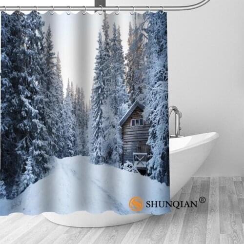 ShunQian Custom Snow Fabric Hot Sale Modern Shower Curtain Bathroom 3D Waterproof 12 Hooks For The Bathroom High Quality