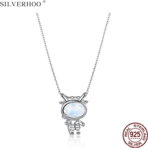 SILVERHOO 925 Sterling Silver Capricorn Necklace Women Exquisite Crystal Pendant Necklace Girlfriend Gift New Arrival Recommend
