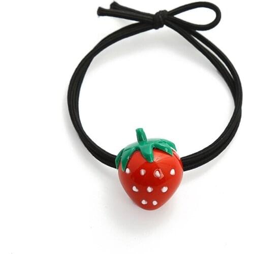 Korean Style Fresh Sweet Acrylic Strawberry Hair Band Fruits Hair Rope Hair Rings Hot Selling Hair Accessories Women Girl Gifts