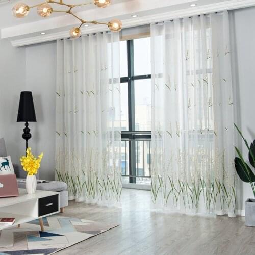 Customized Embroidered Translucidus Sheer Curtains for Living Room Window Curtains for Bedroom Kitchen Modern Tulle Voile Drapes