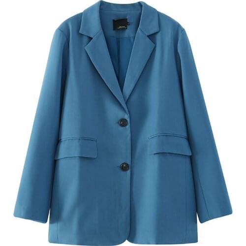 Peacock Blue Suit Jacket Female Korean Casual British Style Outwear 2021 New Spring Loose Large Size Female Blazer Coat aq238