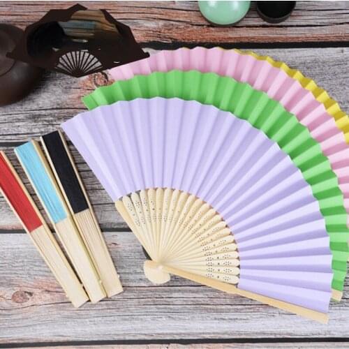 12Pack Hand Held Paper Fans Bamboo Folding Fan Folded for Church Wedding Gift Party Favors DIY Decoration