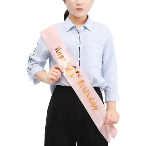 18/21/30/40/50/60 Birthday Girl for Women Party Decoration Rose Gold Happy Birthday Funny Sash Mom Favor Gifts Ribbons