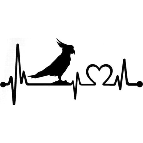 20.3cm*9.5cm Parrot Cockatoo Bird Heartbeat Lifeline Car Sticker Car Styling Black/Silver S3-4972