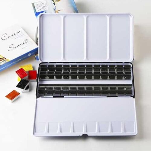 48-Slot Watercolor Color Paints Tins Box Palette Painting Storage Tray Box With 48 Paints Half Pans Art Painting Paints Tins Box