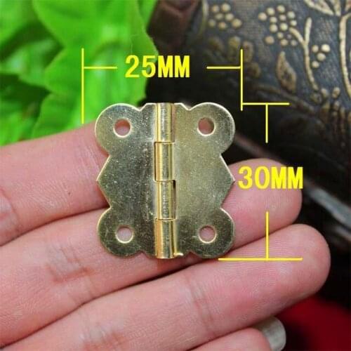 50pcs Gold Plated 4 Holes Door Butt Hinges 25x30mm