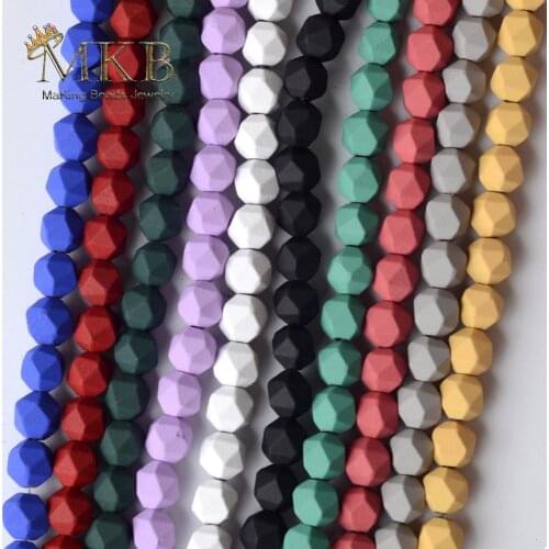 6mm Candy Colors Hematite Stone Natural Rubber Matte Round Faceted Beads For Jewelry Making Loose Beads Diy Bracelet Strand 15"