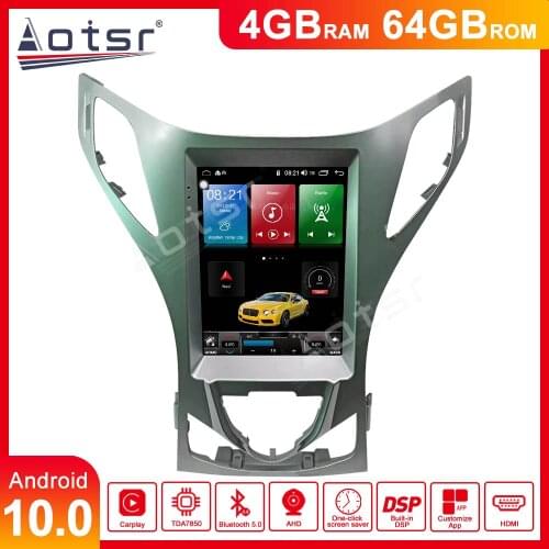 9.7'' vertical Tesla screen Android 10 For Hyundai Azera 2011 2012 Car Multimedia Player car GPS radio stereo navigator Free map