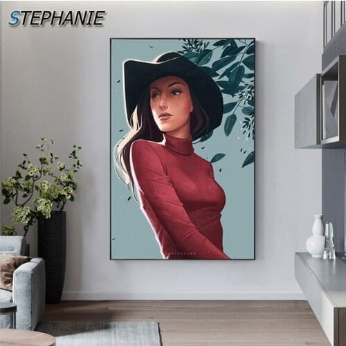 Abstract Hot Blonde Girl Canvas Painting Modern Beauty Poster and Print Comic Wall Art Picture for Living Room Cartoon Tableaux