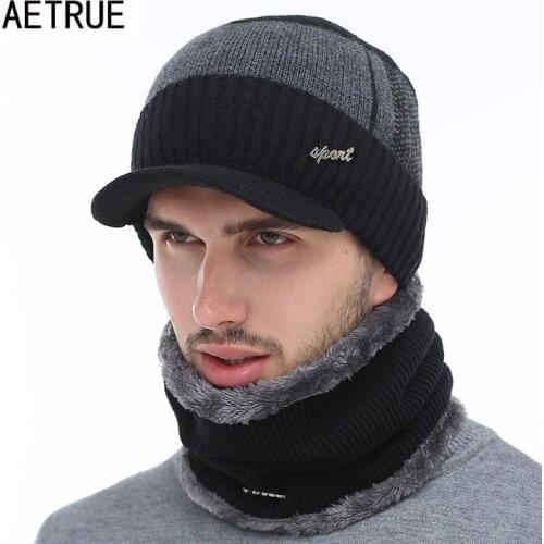 AETRUE Winter Hats Skullies Beanies Hat Winter Beanies For Men Women Wool Necks Caps Balaclava Mask Gorras Bonnet Knitted Hat