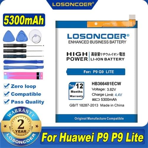 4850mAh HB366481ECW Battery For Huawei P9 5C (P9 G9 P10 Lite) G9 Honor 8 /Honor 8 Lite/ Y6 II EVA-AL00/AL10/L09/TL00 Ascend P9