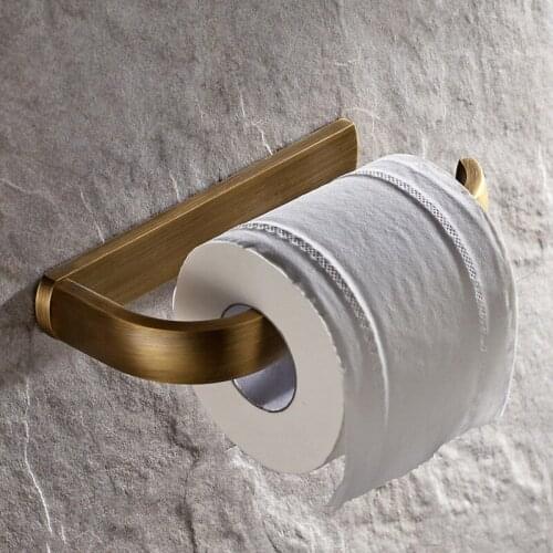 Antique Brass Square Toilet Paper Roll Holder Wall Mounted Bathroom Toilet Tissue Paper Holder Bath Accessory KD903