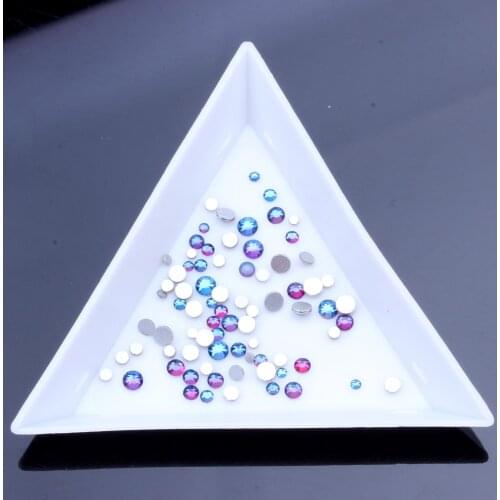 White Triangle Rhinestone Plastic Tray Container Tray Tool Acrylic Plate Case Storage Box DIY Manicure Tools Jewelry Accessories