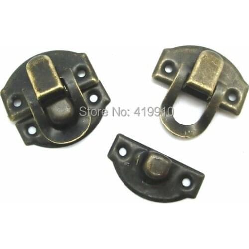 Free Shipping-50 Sets Bronze Tone Jewelry Wooden Case Boxes Making Lock Latch Hardware 28mm x 27mm 27mm x 13mm,J1812