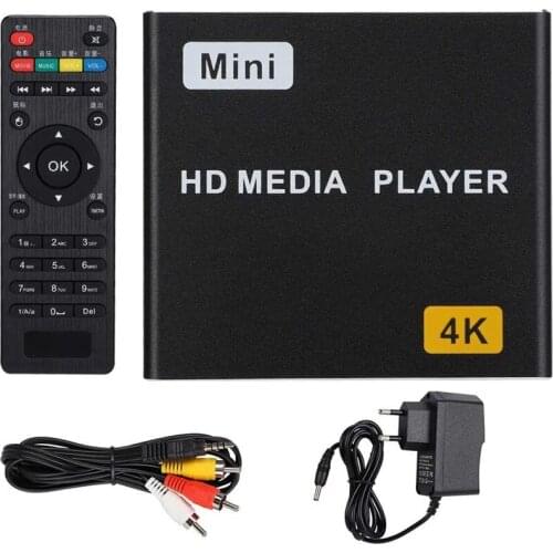 4K HD Digital Media Player, HDMI Compatible USB-S / SPDIF Media Player Support TF Card With Remote Control EU Plug