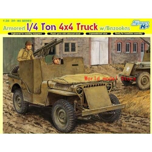 DRAGON 6748 1/35 Armored 1/4 Ton 4x4 Truck w/Bazooka Plastic Model Building Kit