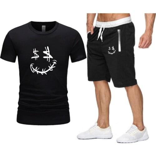White Money Face Printing Oversized T-shirt 2021 Streetwear Men Hip-Hop Brand Sets Mens Clothing Summer Beach Shorts Tracksuit