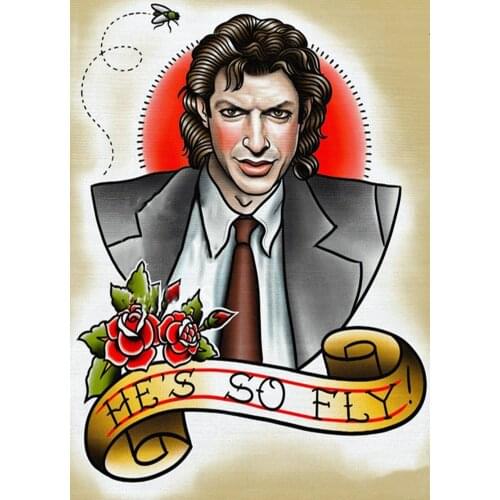 "HES SO FLY!" Tattoo Design Manuscript Print Painting Wall Art Retro Kraft Poster Wall Sticker Barber Shop Home Decor