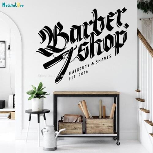 Custom Year Exquisite Man Haircut Barber Shop Hair Salon Beard Sign Store Wall Vinyl Decals Art Décor Removable YT5496