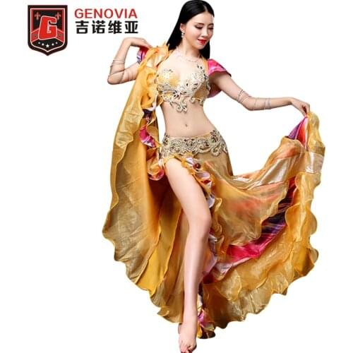 Women Luxury Belly Dance Costume 3 Piece/Suit Bra Belt Skirt 2018 Bellydance Clothes Outfit Oriental Costume Set for Women