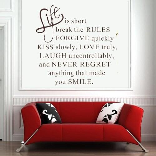 Life Is Short Words Removable quotes Wall Sticker Wall Decal Fashion Home Decoration for bedroom living room Art Vinyl ph137