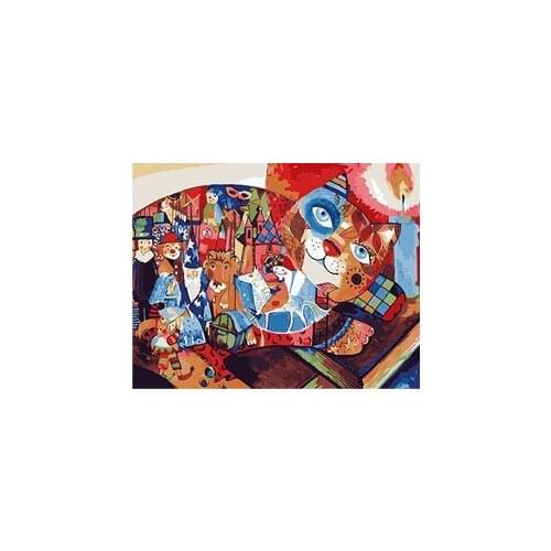 MaHuaf-X622 1PC colorful cat DIY Oil Painting By Numbers Wall Pictures Coloring By Numbers Canvas Painting Wall Art home Decor