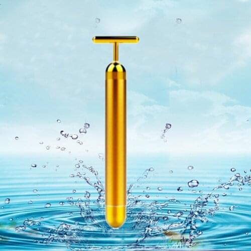 Slimming Face 24k Gold Vibration Beauty Roller Massager Tightening Face Lift Skin Skin Care Tool Remove Wrinkle Stick Bar