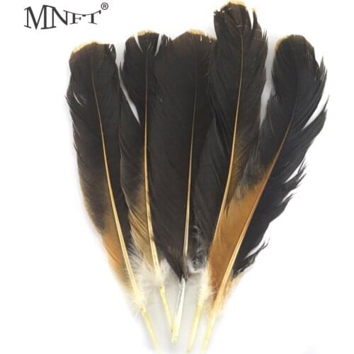 MNFT 10pcs/Bag Black & Brown Natural Rooster Chicken Wing Feathers Fly Tying Lures Material